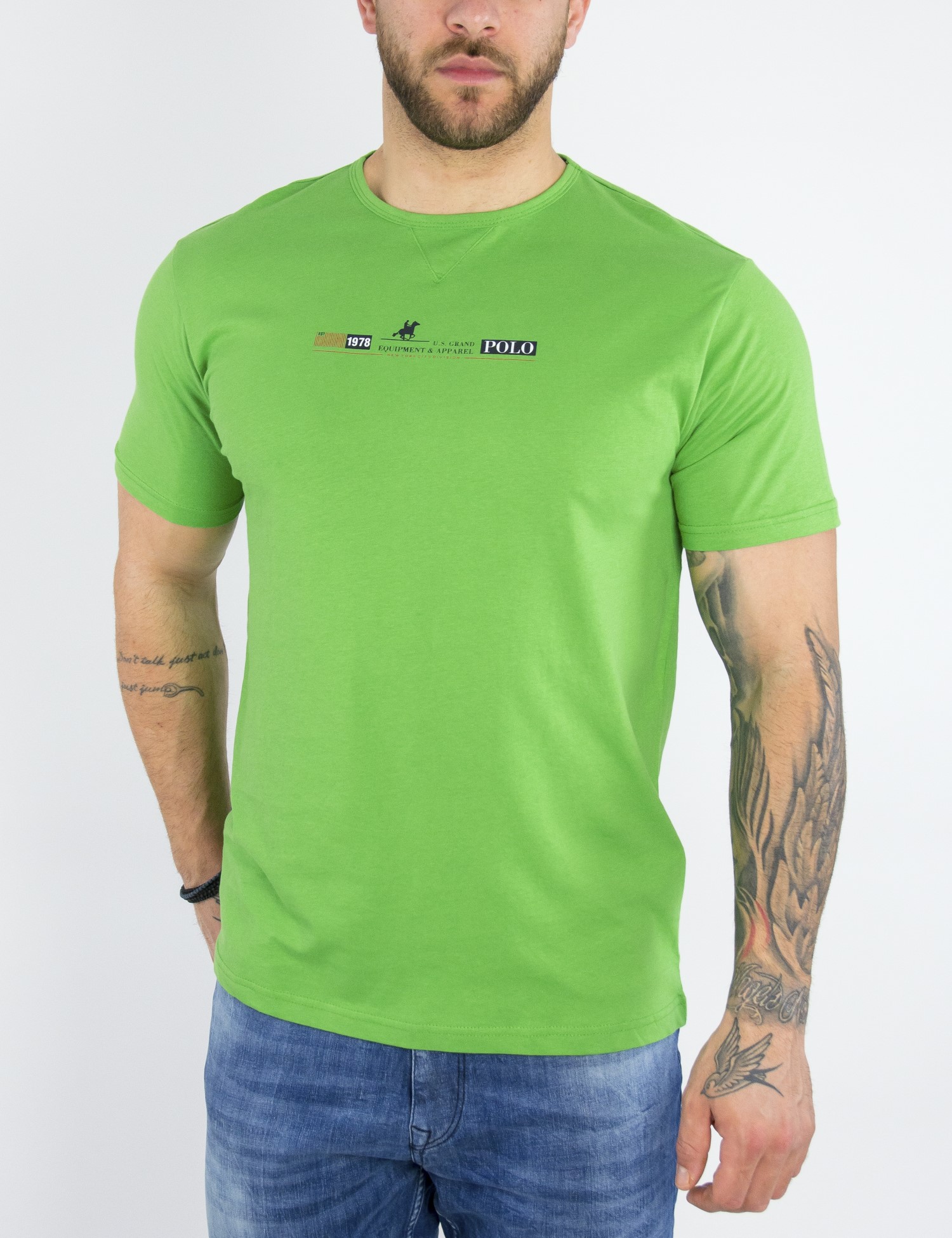 ΑΝΔΡΑΣ > ΑΝΔΡΙΚΑ ΡΟΥΧΑ > ΜΠΛΟΥΖΕΣ > T-Shirt US Grand Polo Ανδρική πράσινη κοντομάνικη μπλούζα UST689G